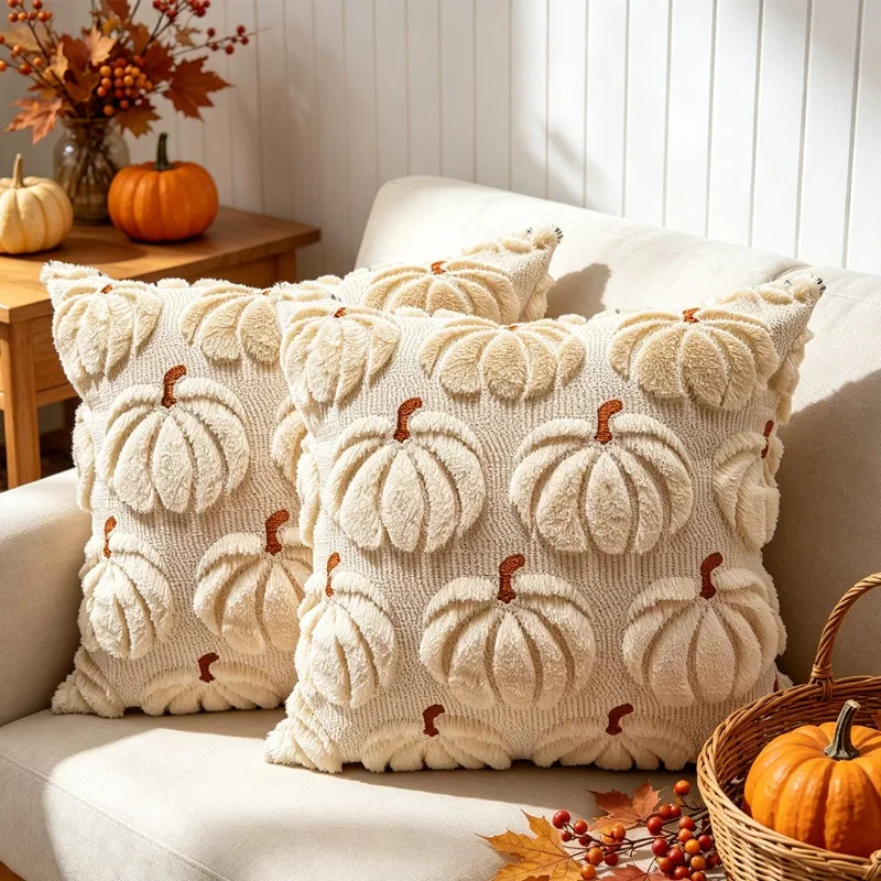 harvest halloween pumpkin embroidered pillow cover simple sofa cushion cover home living room decorative throw pillow case