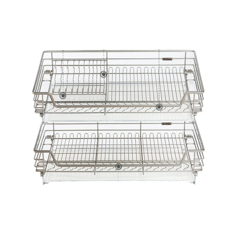 

Kitchen Nano-pull Basket Double Drawer Cabinet Bowl Rack Storage Four-sided Dish Basket