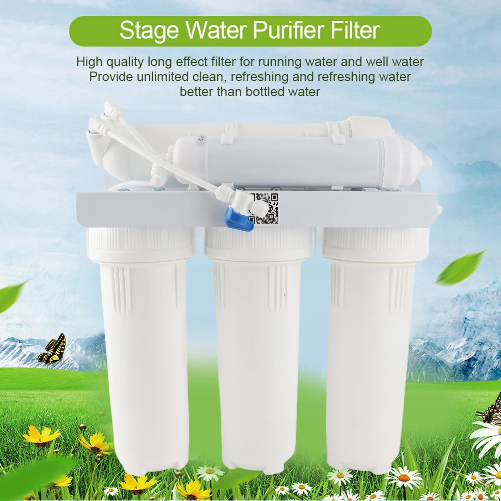 Filtro purificador de agua de 5 etapas, sistema de filtro de agua potable, fuente para el hogar
