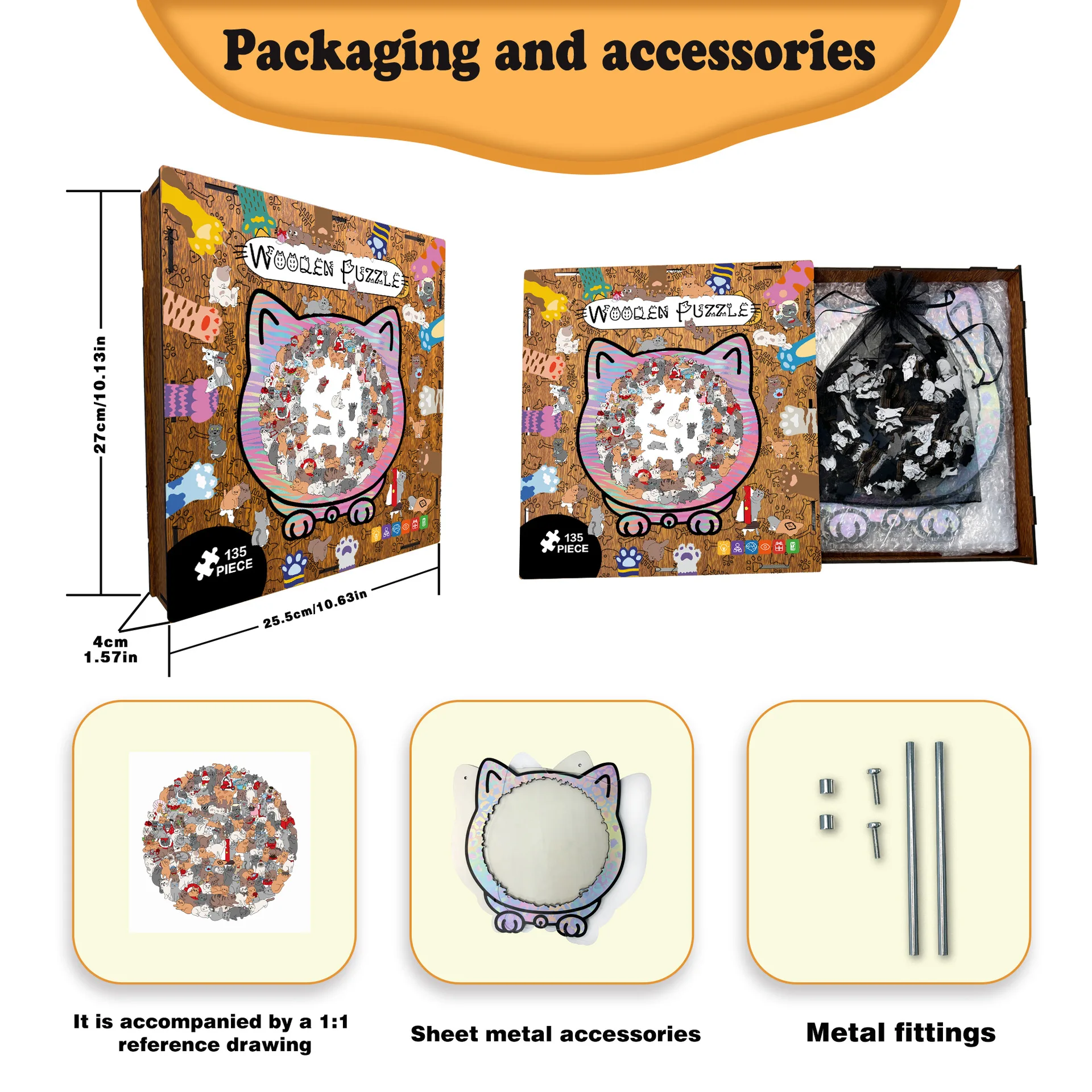 새로운 135피스 고양이 모양 나무 퍼즐 불규칙한 퍼즐 조각 게임 생일 크리스마스 선물 고양이 애호가를 위한 홈 장식