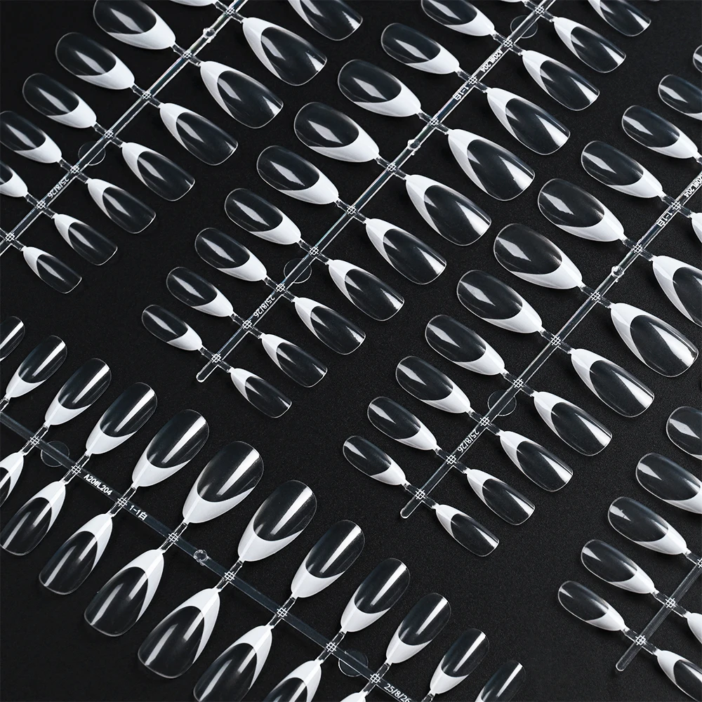 120個入り クリア ショートアーモンド型 つけ爪 アクリル フルカバー フレンチ フェイクネイル スティレット ウェアラブル プレスオンネイル ネイルエクステンション用