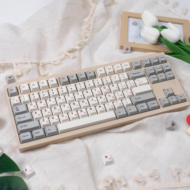 MiFuny Retro Rode Russische Thema Keycaps PBT Dye Cherry Profiel Aangepaste Witte Handgemaakte Game Keycaps voor Mechanisch Toetsenbord PC Gift