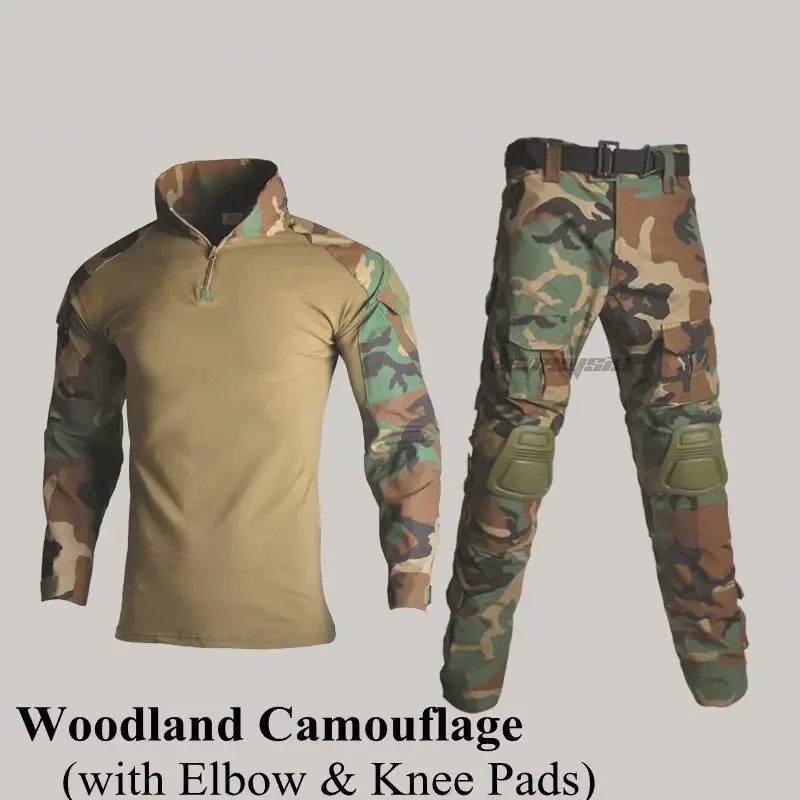 12 Colors hunting Clothing Set Camouflage Suit Camo Tactical Uniform Combat Elbow Knee Pads Tactical Suits for Hunting