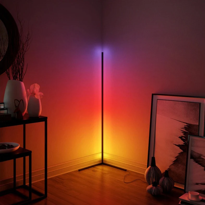 

Dropshipping Nordic Modern Decorative 140cm Remote Controlled LED Light RGB Tripod Corner Floor Lamp For Living Room