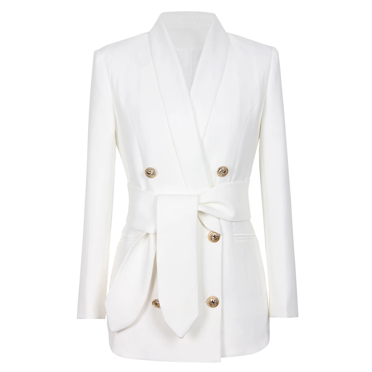 

S-3XL High Quality Fashion New Satin Green Fruit Neck Belt Metal Button Belt Slim Fit Long Sleeve Commuter Women Blazer