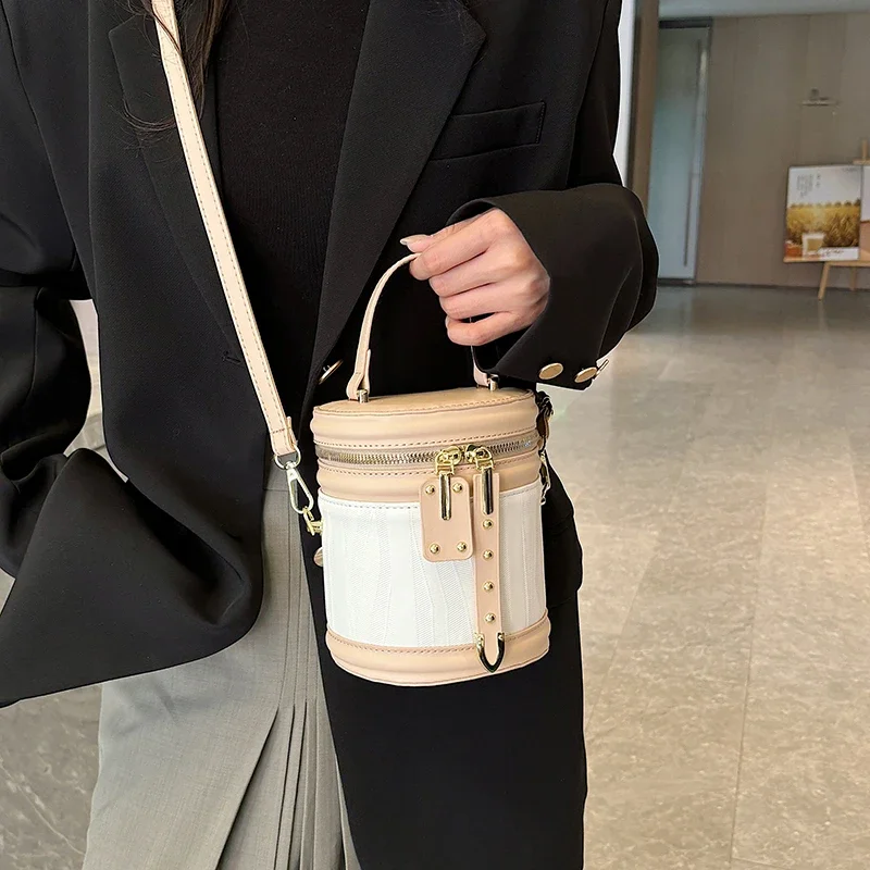 Top Brand Women Handbag Fashion Bucket Bag Satchel Casual Cylinder Crossbody Bag Phone Pack Designer Luxury Female Shoulder Bags