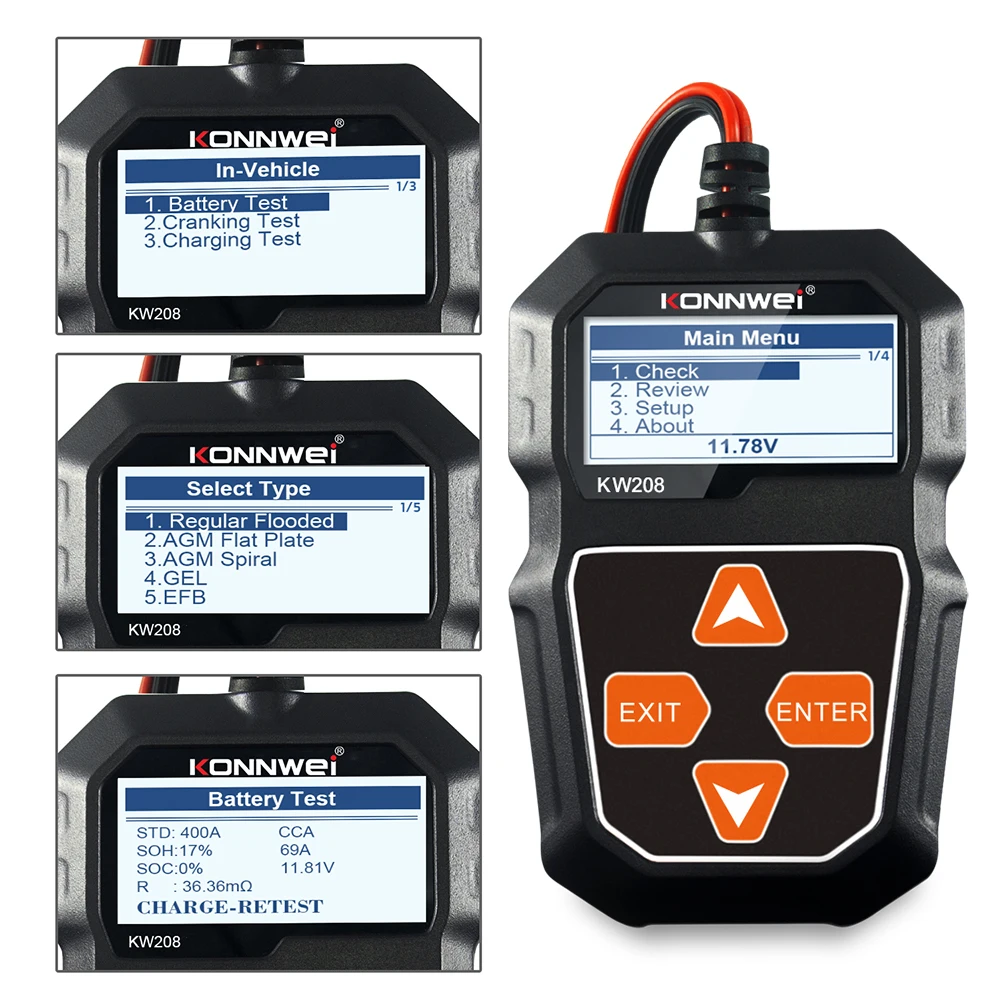 6V 12V Battery Tester Car Battery Tester Battery Health Analysis Fast Accuracy Testing Integrates Starter Detection