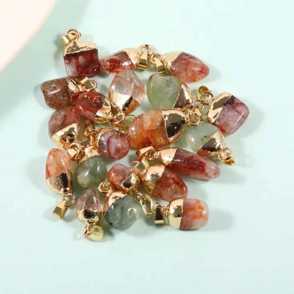 5pcs/lot Mini Irregular  Prehnite Natural Stone Green Quartz Charms Pendant for Jewelry Making DIY Necklace Earrings