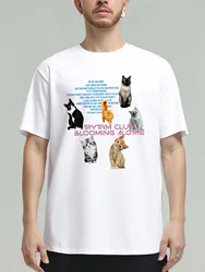 Sycpman Funny Cat Print Couple Short Sleeve T-Shirt Men Trendy Loose Casual Cotton Tees Harajuku