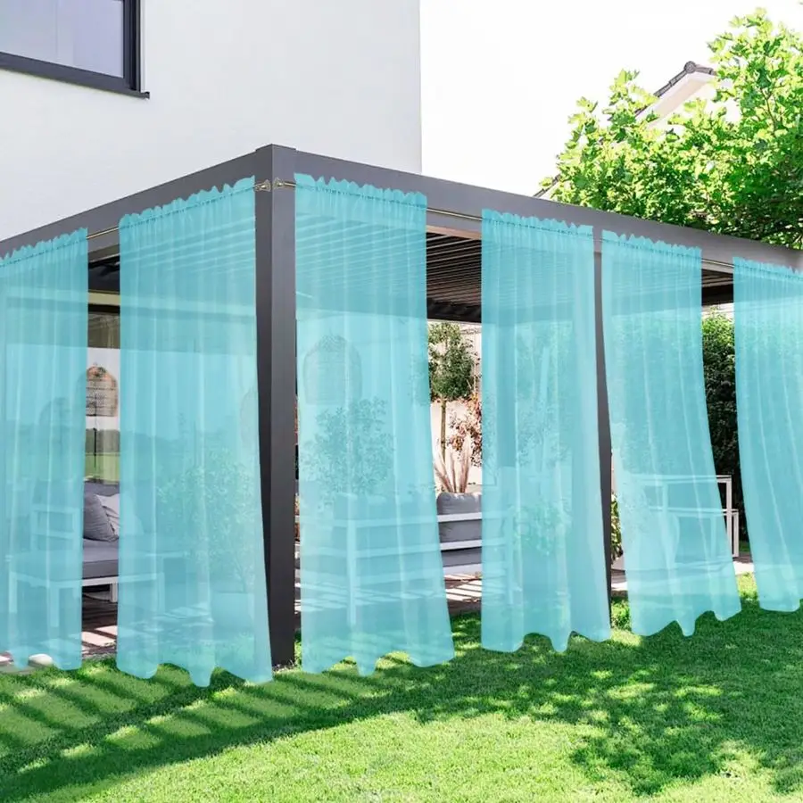 

Outdoor Sheer Curtains for Patio, 6 Panels Waterproof Rod Pocket Indoor Curtain for Living Room, Porch, Pergola, Cabana, Gazebo,