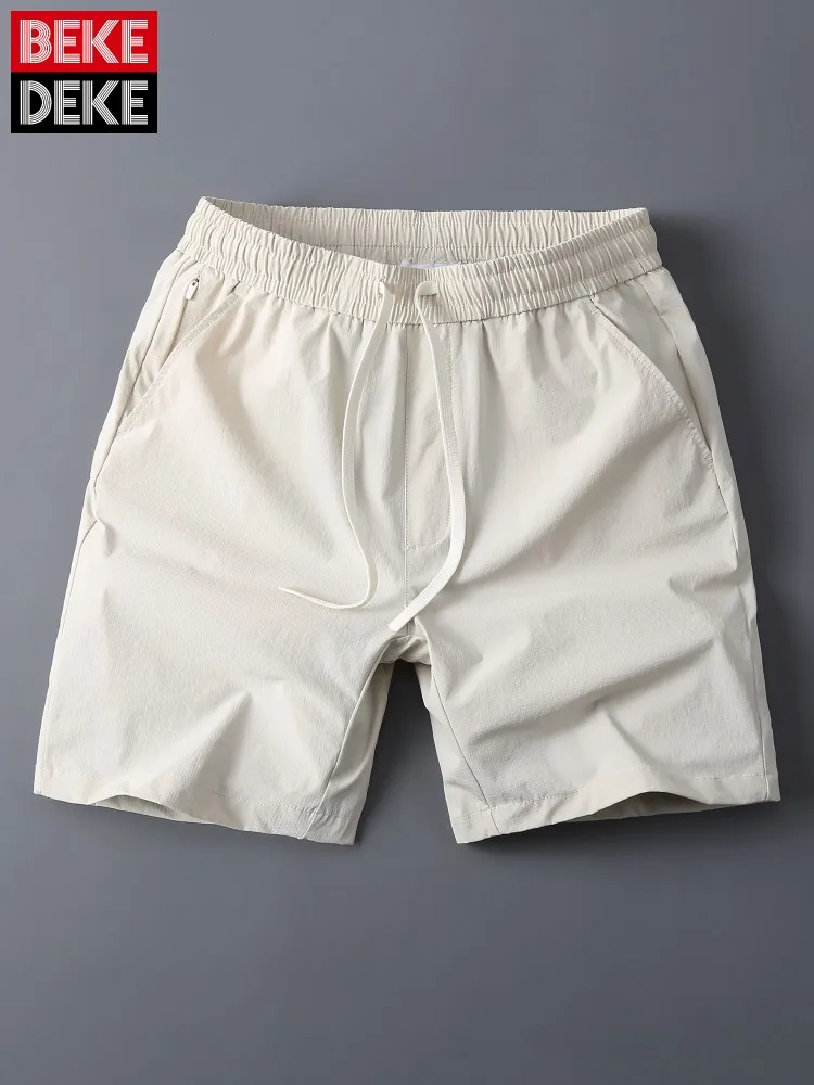 

Solid Color Mens Casual Shorts Streetwear Drawstring Straight Short Trousers Breathable Summer Quick Dry Jogger Sweatpants Male