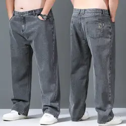 Baggy Jeans Men Casual Pants Wide Leg Classic Work Wear Trousers Gray Denim Pants 2023 New