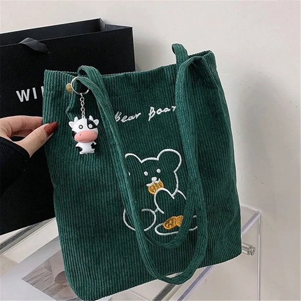 Corduroy Bag Handbags for Women Shoulder Bag High Quality Eco Storage Bag Female Purse Reusable Foldable Large Shopper Totes Bag