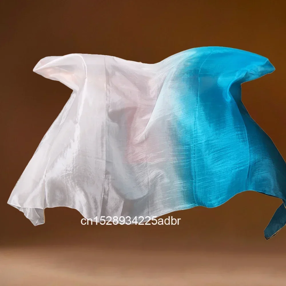 Velos 100% de seda hechos a mano para danza del vientre, velo de seda multicolor con gradiente, accesorios para danza del vientre, niños y adultos, 200x90cm