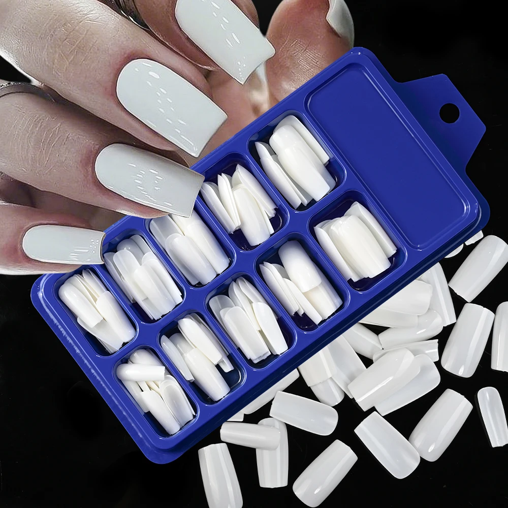 120枚/箱 アーモンド型フェイクネイルチップ アーモンド ショート スクエア フルカバー 付け爪 ネイルチップ DIY ネイルエクステンション アクリル つけ爪チップ