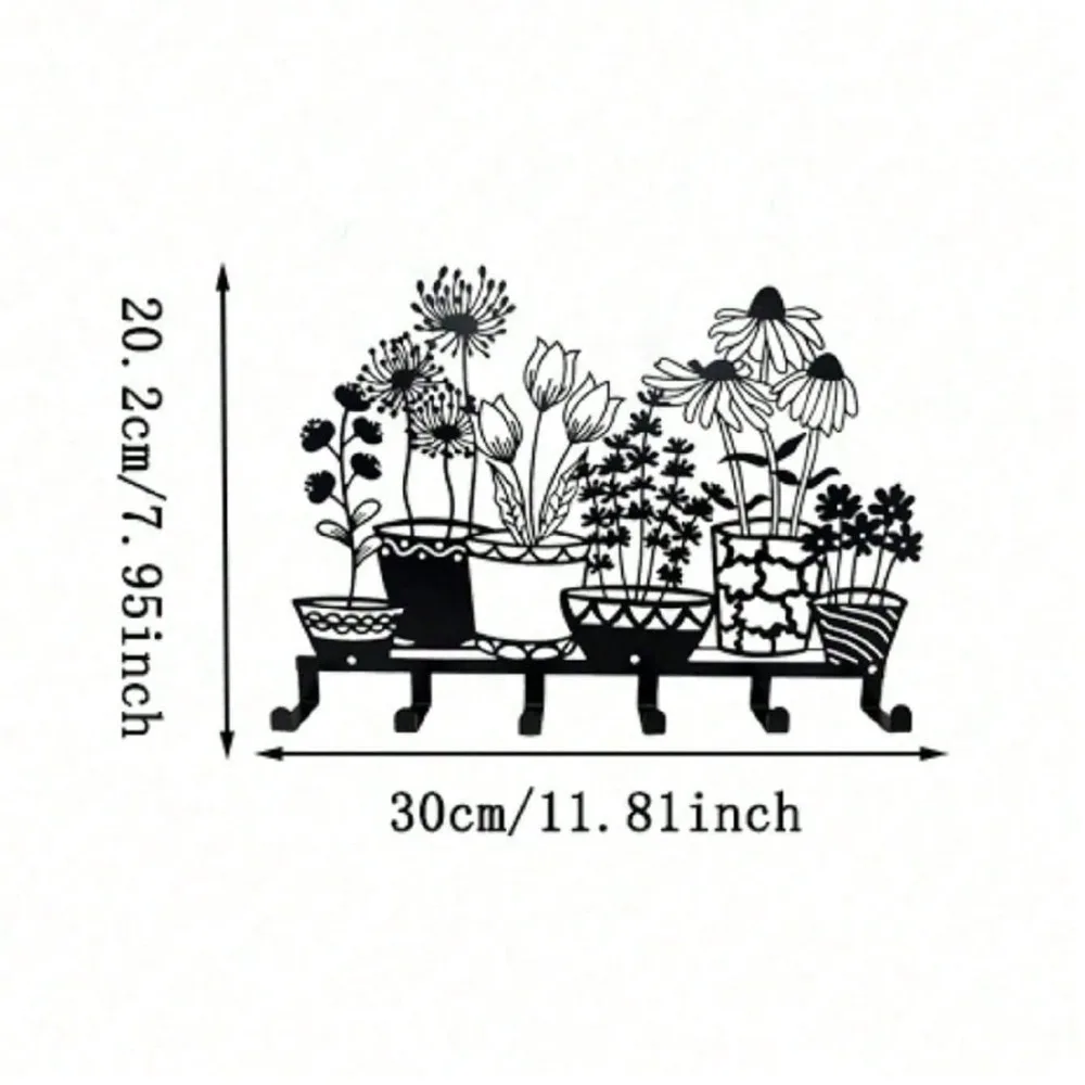 Sleek All-in-One Metal Wall Mount | Modern Key Holder & Vase Shelf | Minimalist Black Line Design for Wall Decor - Waterproof