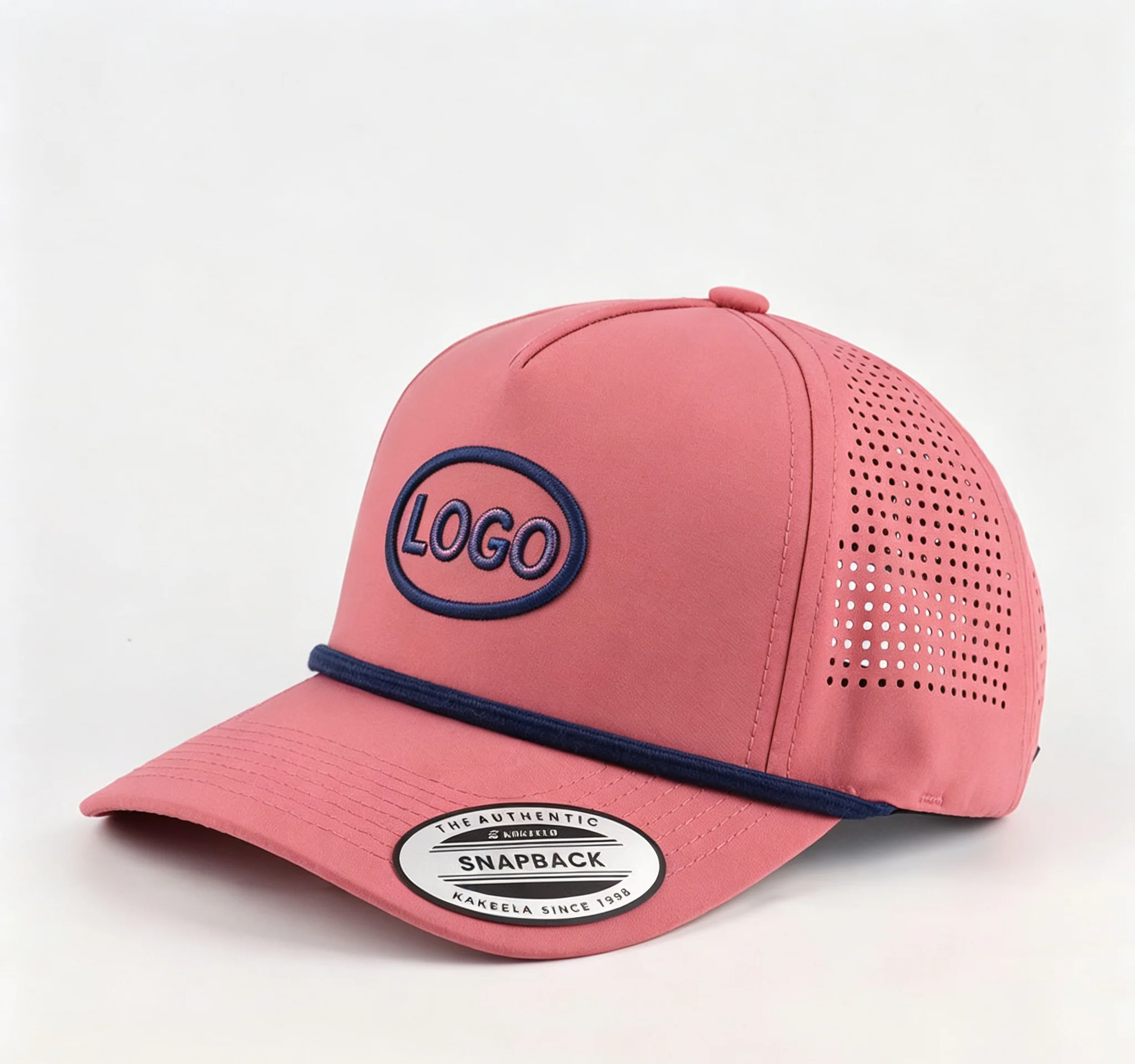 Custom 5 Panel PVC Golf Hats with Logo Special Knot Rope Details High Quality Double Lining Laser Performance Golf Cap