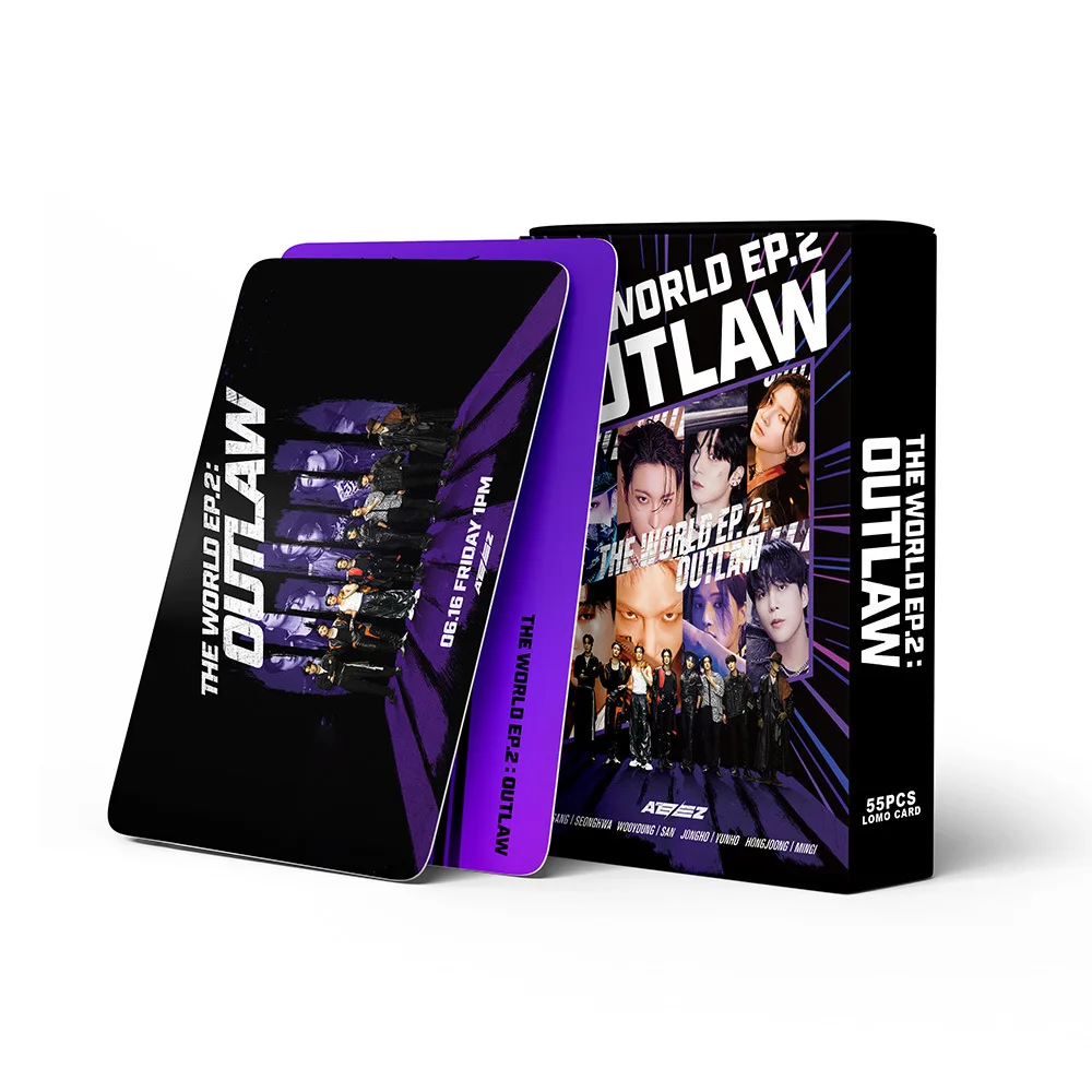 55pcs/set Kpop ATEEZ lomo cards Photo album THE WORLD EP.2 : OUTLAW High Quality Kpop Group Photocards Photo Print Card