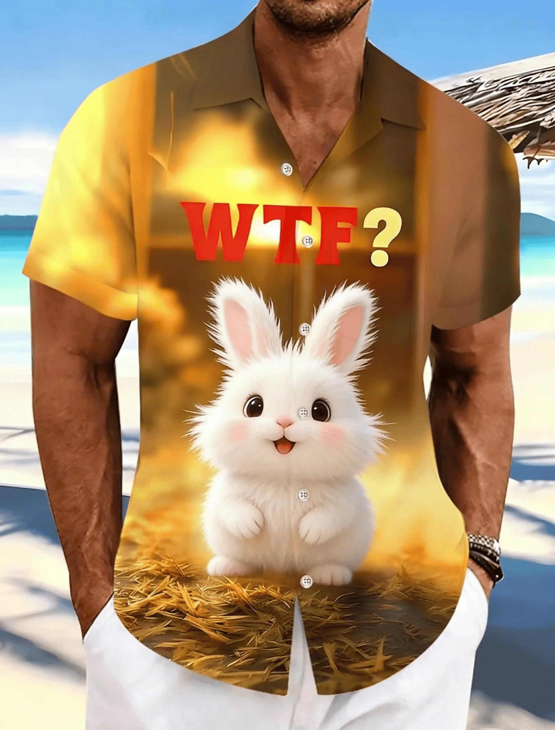 

Men's Funny Cute Letter Print Short Sleeve Shirt, Spring Summer Trendy Casual Top, Pocket Lapel Style