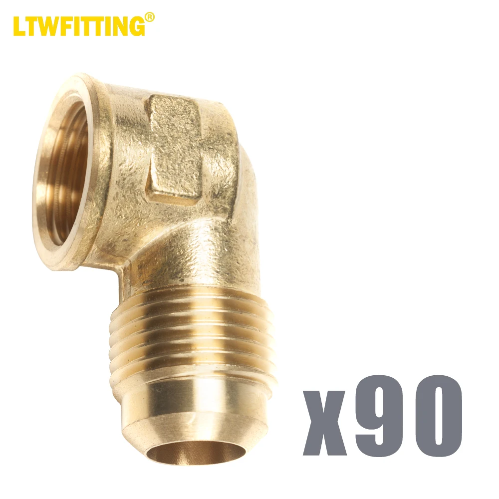 

LTWFITTING Brass 5/8" OD x 1/2" Female NPT 45 Deg Flare 90 Degree Flare Elbow Tube Fitting(Pack of 90)