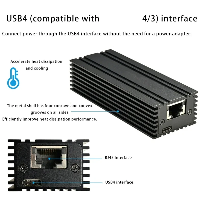 USB4 to 10Gb Ethernet Networking Card | 10 Gigabit RJ45 Adapter with Windows Support