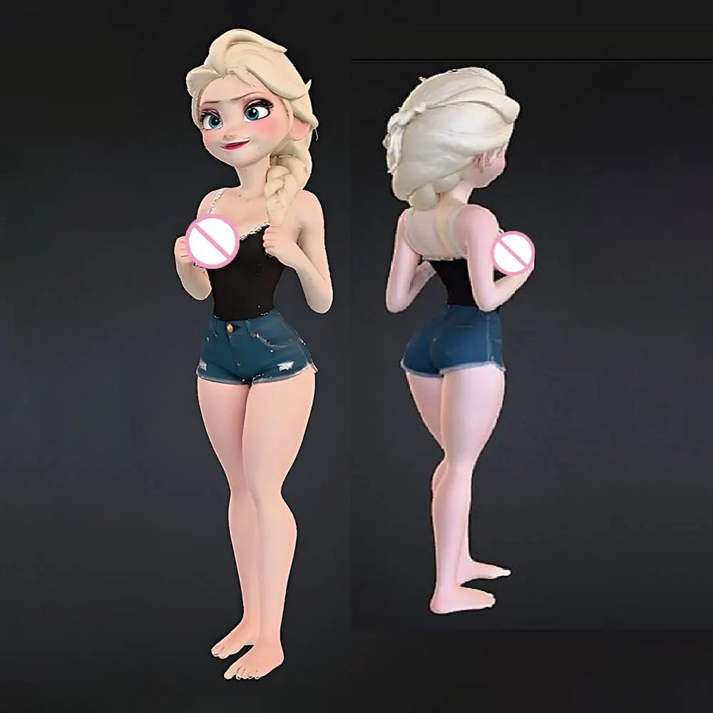 1/24/6 Playful smiling cartoon girl, anime sexy girl swimsuit girl resin model kit, mini 3D printed gray model statue, unpainted