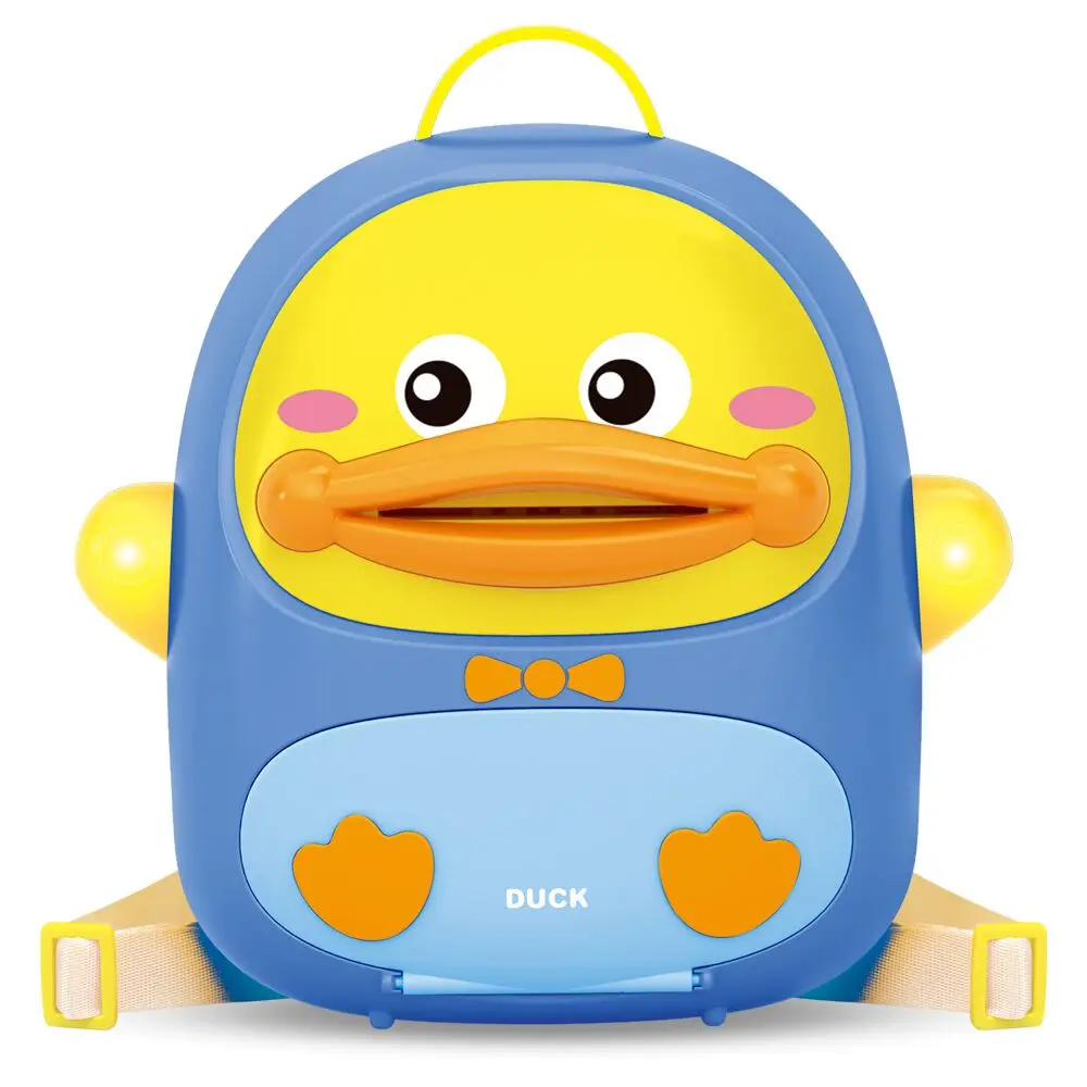 

Children's toy electric cute duckling style school bag piggy bank toy with music and light small duck toy best selling money box