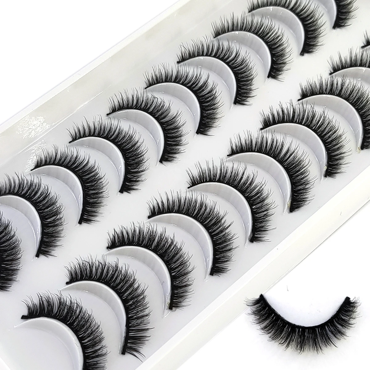 5/10 ペアの合成ミンクまつげふわふわつけまつげナチュラルショートつけまつげミンクつけまつげアジリティつけまつげ