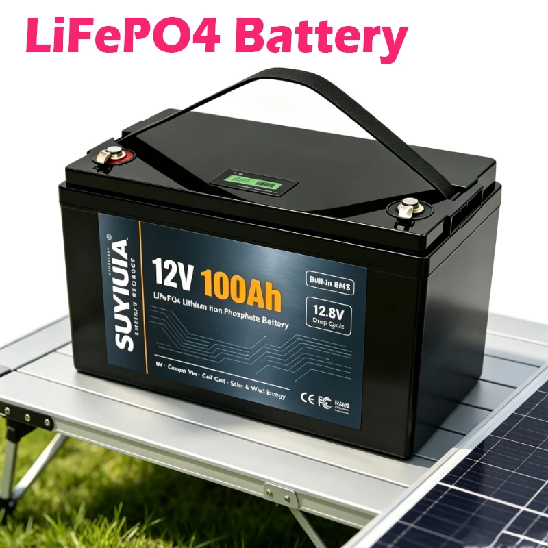 12.8V LiFePO4 Battery Pack 12V 100AH Lithium Iron Phosphate for Electric Marine Outboard Propulsion Motors Solar System