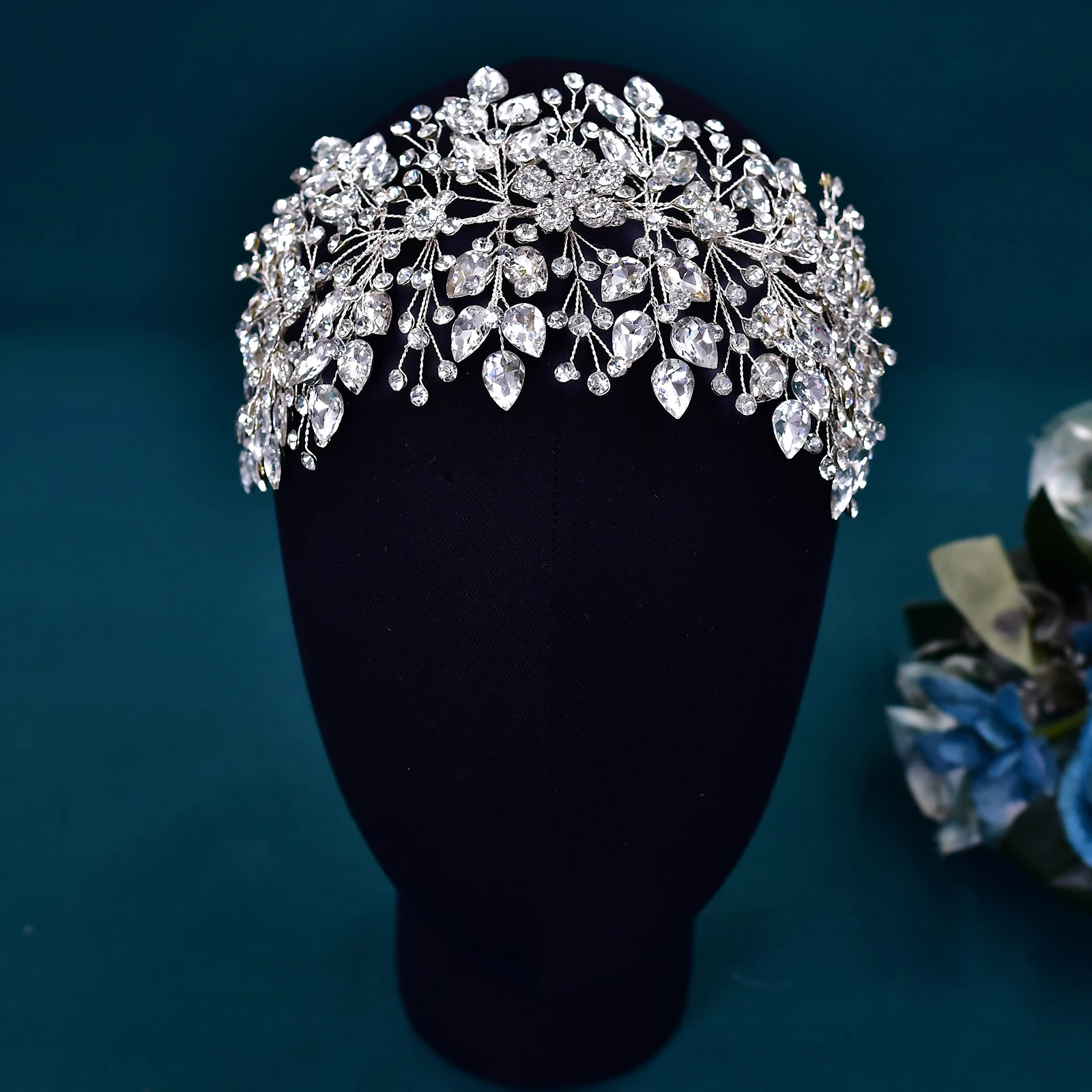 Diadema de diamantes de imitación brillantes de lujo para novia, accesorios para el cabello, adorno nupcial, Tiara hecha a mano, tocado para mujer, HP540