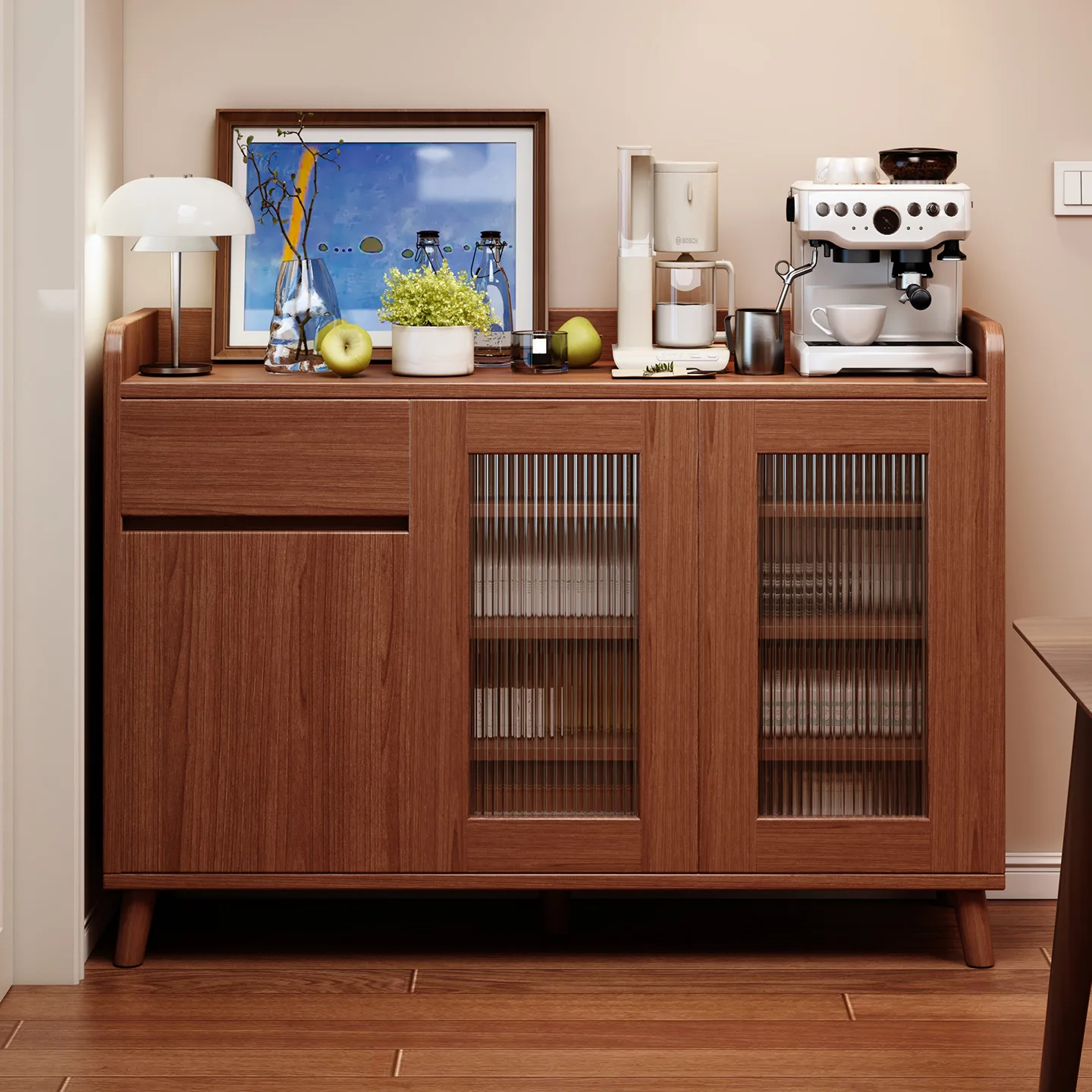 

Dining Sideboard Wall Against Integrated Cabinet Large Capacity Storage Living Room Household Tea Preparation Cabinet