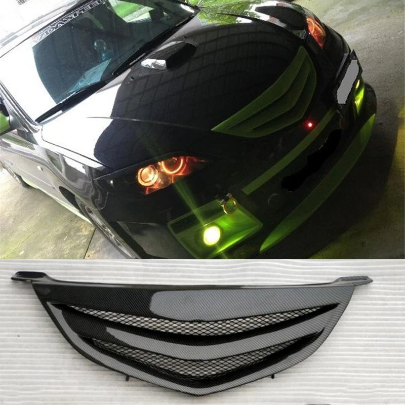 

CEYUSOT FOR Car Grills Mazda 3 2008-13 First Generation Mazda3 Front Bumper Grille Trim Protective Cover ABS Carbon Fiber Grille