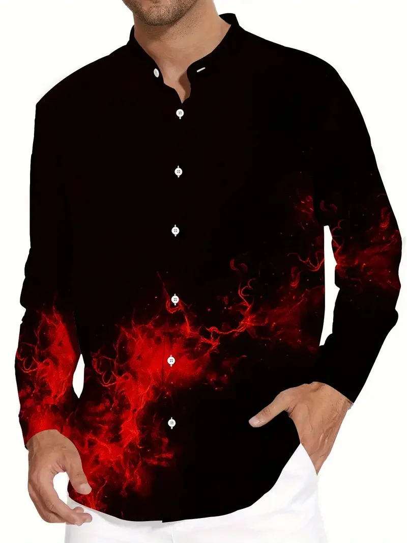 

Men's Long Sleeve Shirt Button Shirt Casual Shirt Spring Summer Flower Print Long Sleeve Fashion Comfort