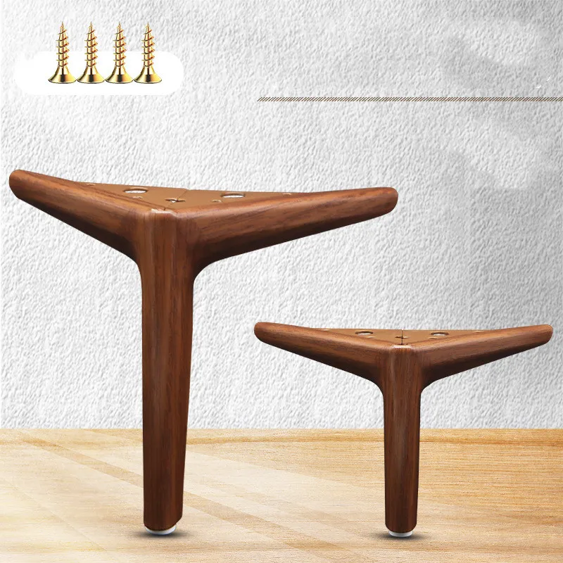 4Pcs Thickened Walnut Color Cabinet Legs Chinese Style Sofa Feet Furniture Feet TV Cabinet Support Legs Coffee Table Legs Metal