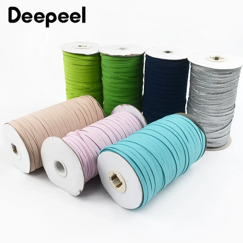 30Meters Deepeel 6mm Elastic Band Flat Rubber Bands Hair Rope Ribbon Tape Belt Mask Notebook Shoes Garment Sewing Accessories