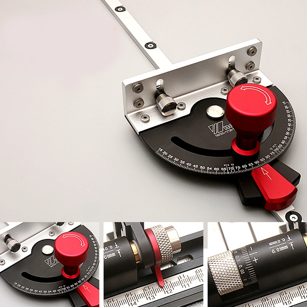 Wnew Miter Gauge Retractable Backrest Woodworking Tool High Precision Angle Gauge Table Saw Angle Cutter Aluminum Alloy Durable