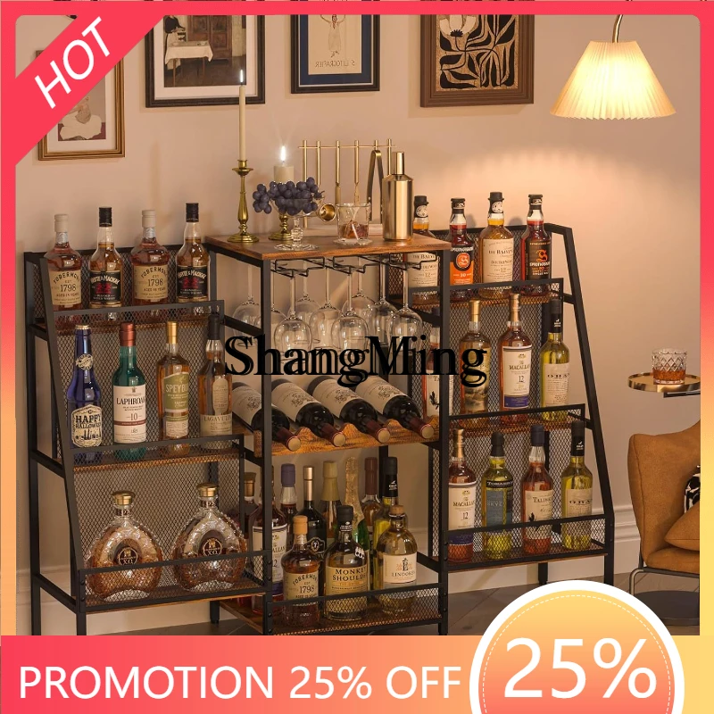 

SM home good-looking high-end simple bilateral floor trapezoidal wine rack display stand bar home storage