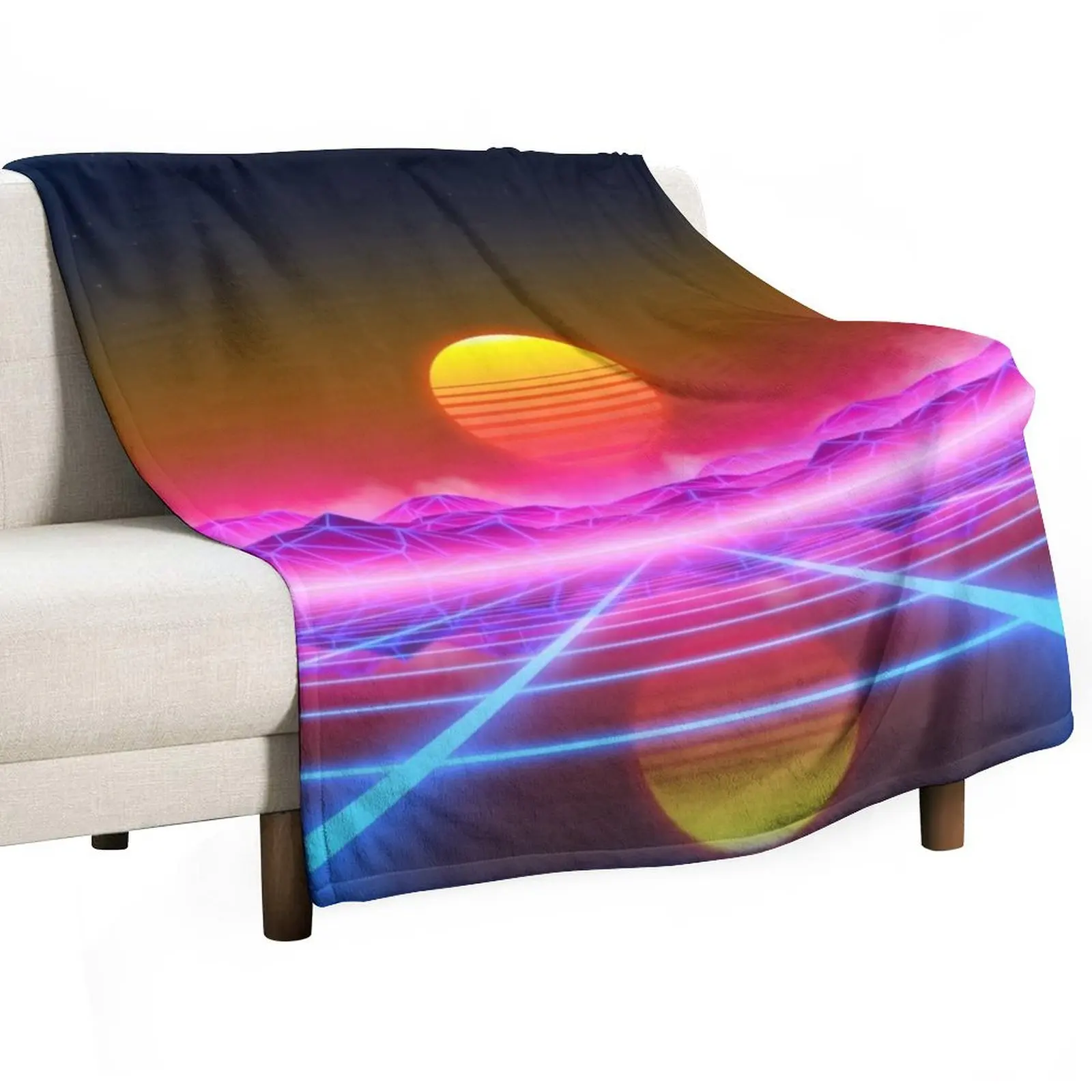 Synthwave landscape Throw Blanket christmas gifts For Sofa Thin Thins Luxury St Blankets