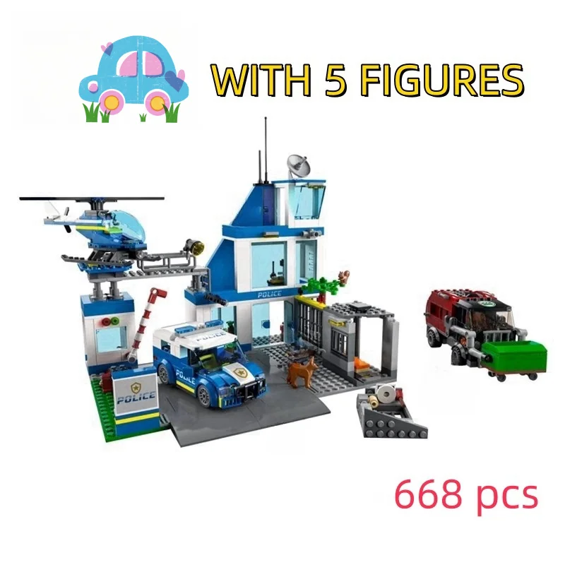 

668pcs City Series Street View Police Station Model Building Blocks 60316 Set Creative Assembly Bricks Decor Toys For Kids Gifts