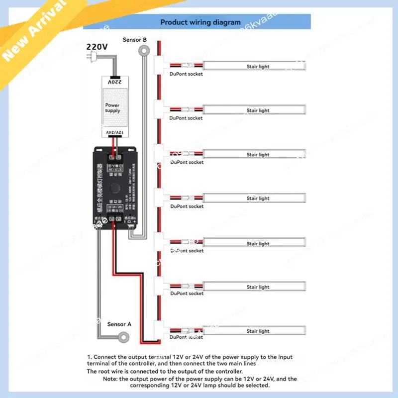 M01K Sensor Full Bright Stair Lights Controller Sensor Light Bar Hallway Step Lights Ladder Walking Stairs Sensor Controller