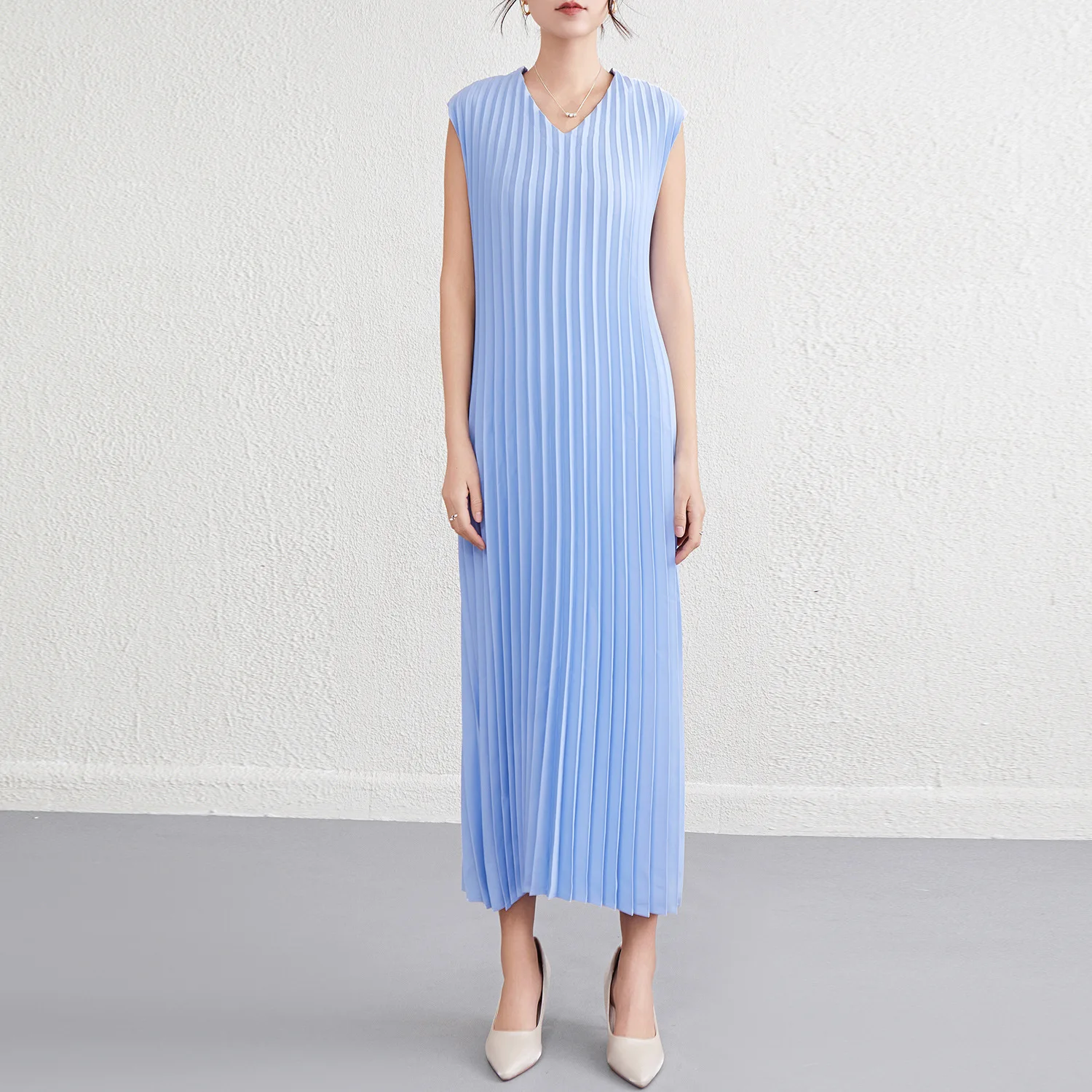 Vêtements plissés, vente directe d'usine, personnalisation acceptée, robe décontractée pour dames, robe plissée