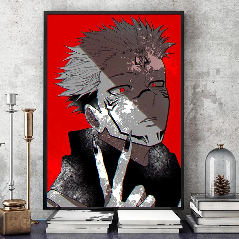 Jiu-Jitsu Kaisen Sukuna Mural Boys Bedroom Study Classic Japanese Anime Print Art Canvas Poster For Living Room Decor Home Wall