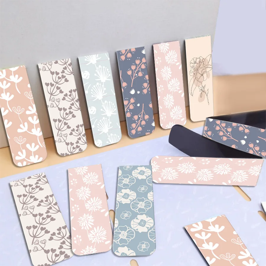 12PCS Magnetic Page Markers - Flowers Themed Bookmarks for Book Lovers Reusable Folder Tags