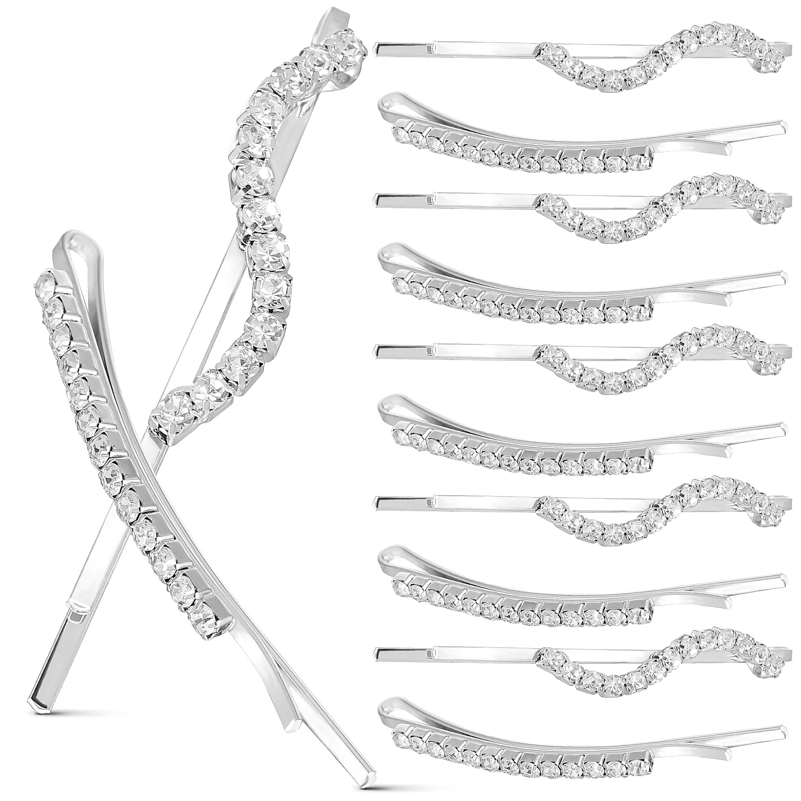 

12 pcs Rhinestone Hair Clips Shiny Decorative Bobby Pins Wedding Party Elegant Accessories Bangs Clips Girls Jewelry