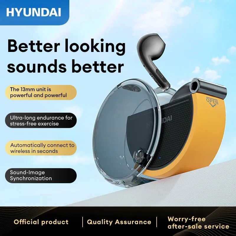 Original HYUNDAI HY-T05 Wireless Bluetooth V5.3 Human Ear Design Earphones Widely Compatible Headphones Portable Earbuds