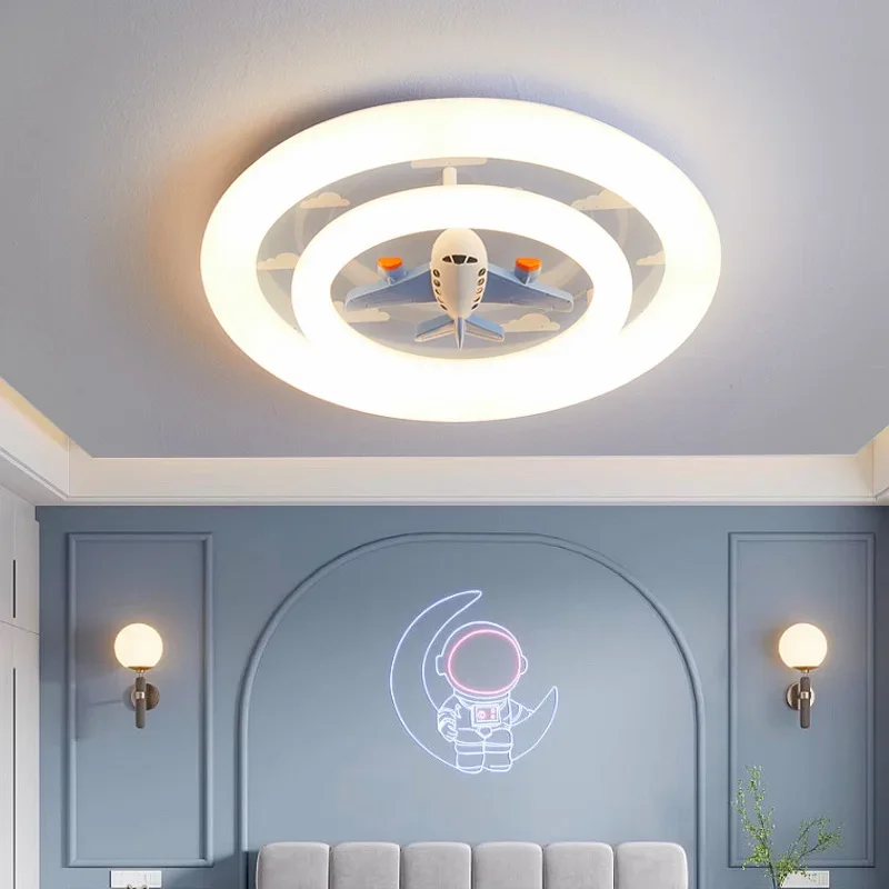 

SANDYHA Astronaut Ceiling Light Nordic Kids Room Decor Circular Acrylic Lampshade Boys Girls Children Bedroom Lighting 2024