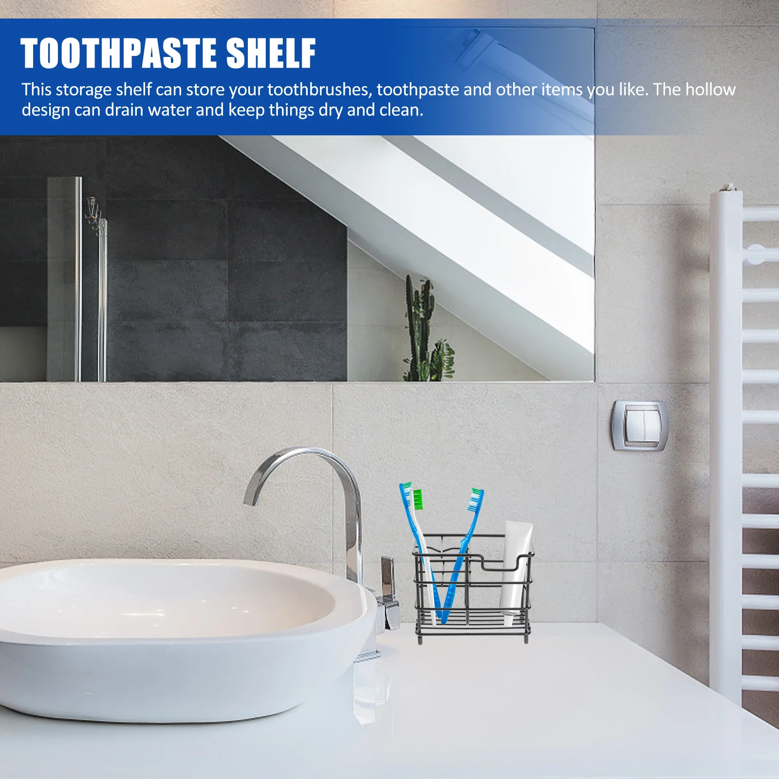

Stainless Steel Toothbrush Toothpaste Holder Rack Moisture Proof Anti Slip Stand For Bathroom Organizer Drain Rack