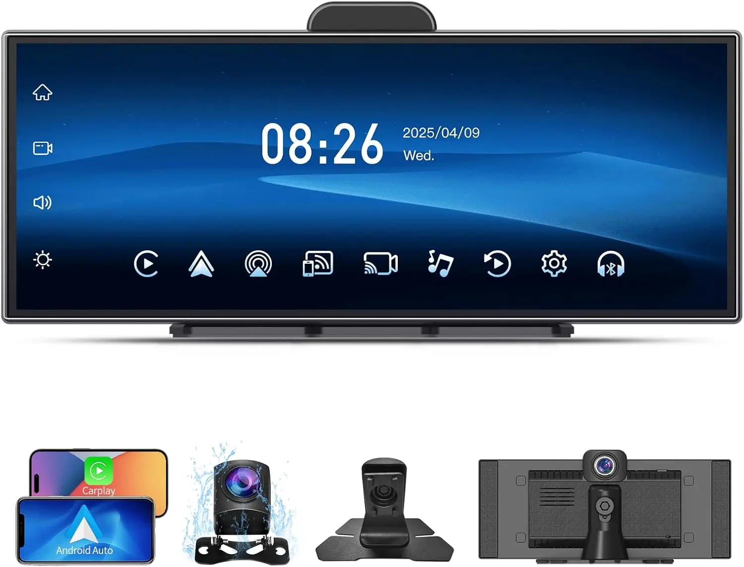 

11,25-футовый автомобильный дисплей In-Cell CarPlay и Android Auto с резервной камерой 1080P, видео 4K, голосовым управлением