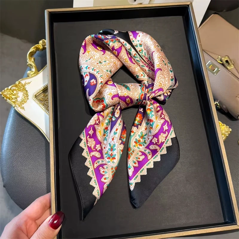 Mode Paisley Print Seide Haarbänder Schal Frauen 2025, Neue Elegante Bandana Halstuch Kopf Bands Foulard Weibliche Schals – Detail 13