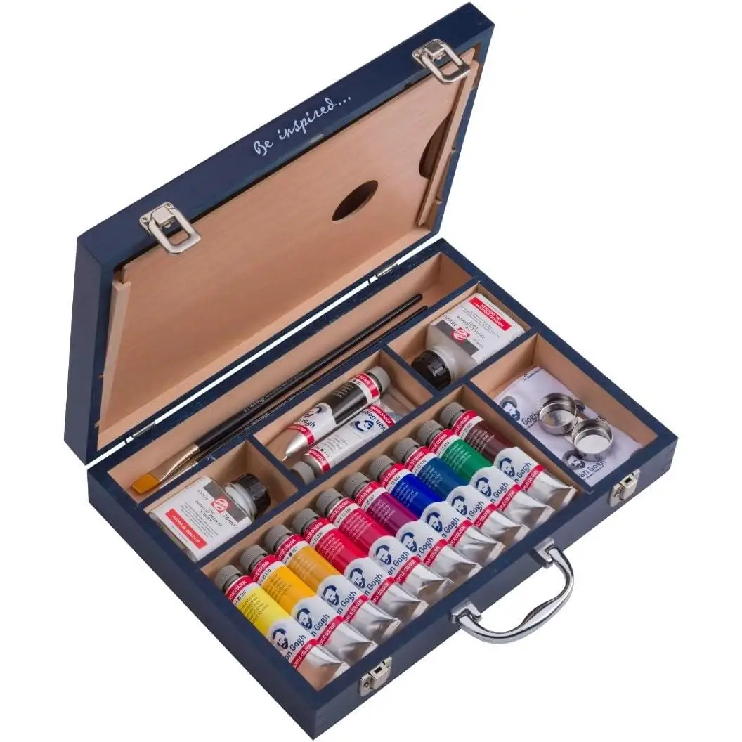 Van Gogh Starter Box Xl, Maletín con 12 tubos Pinturas Acrílicas, Accesorios, Pinceles, Auxiliares y paleta.